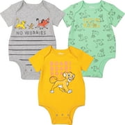 Disney Lion King Infant Baby Boys 3 Pack Bodysuits Newborn to Infant